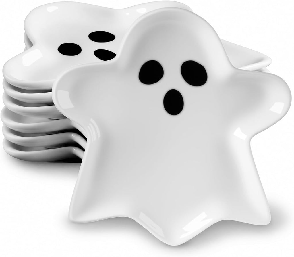 Frienda 6 Pcs Halloween Ghost Ceramic Plates Serving Dishes Dinnerware Set
