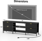 63 Inch Black Fluted TV Stand with Storage, Entertainment Center