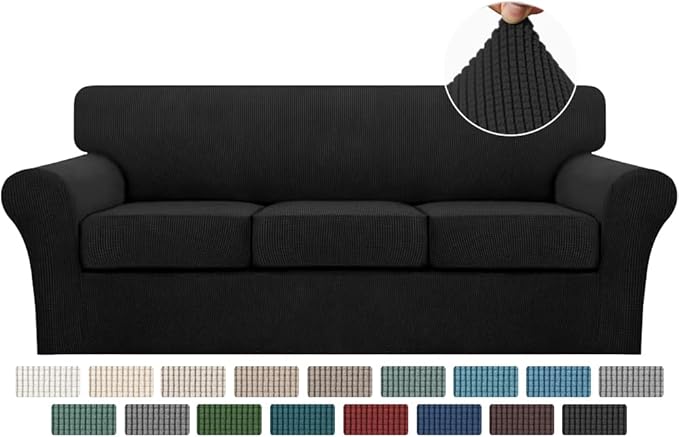 Turquoize 4 Piece Sofa Covers for 3 Cushion Couch Sofa Slipcover Soft Couch by Turquoize