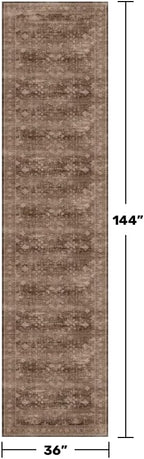 Hazo Haus Brown Neutral Boho Washable 3x12 Extra Long Hallway Runner Rug - Image 2
