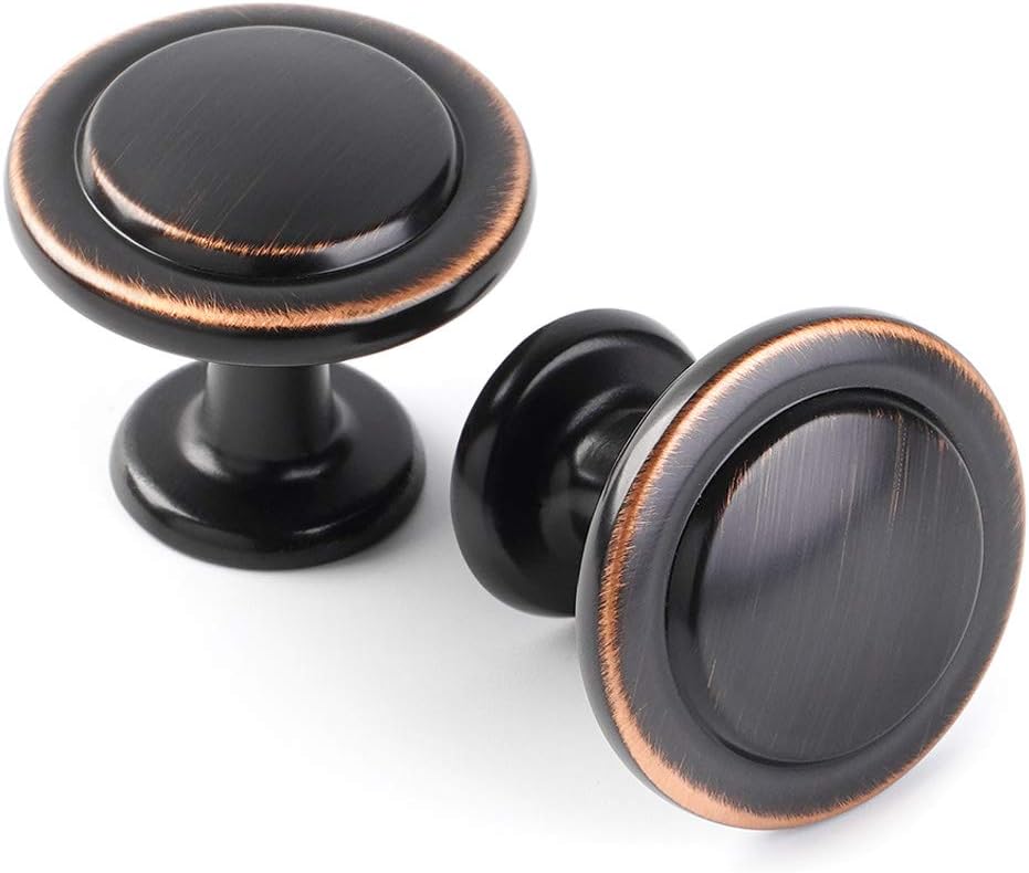 KOOFIZO 10 Pack Oil Rubbed Bronze Cabinet Knobs Pull Round Single Hole 1960