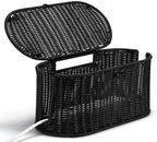 Oval Rattan Style Cable Management Box, Cable Organizer Button Loop Closure