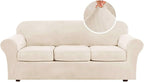 H.VERSAILTEX Modern Velvet Plush 4 Piece High Stretch Sofa Slipcover Sofa Cover by HVERSAILTEX