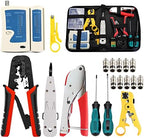 Network Tool Kit Professional Coax Crimper Tool Kit Coaxial Compression Stripping Tool Set Crimper Krone Punch Down Tool in a Zipper Case