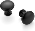 Ravinte Matte Black Round Zinc Cabinet Knobs,1-1/6 Inch,5 Pack