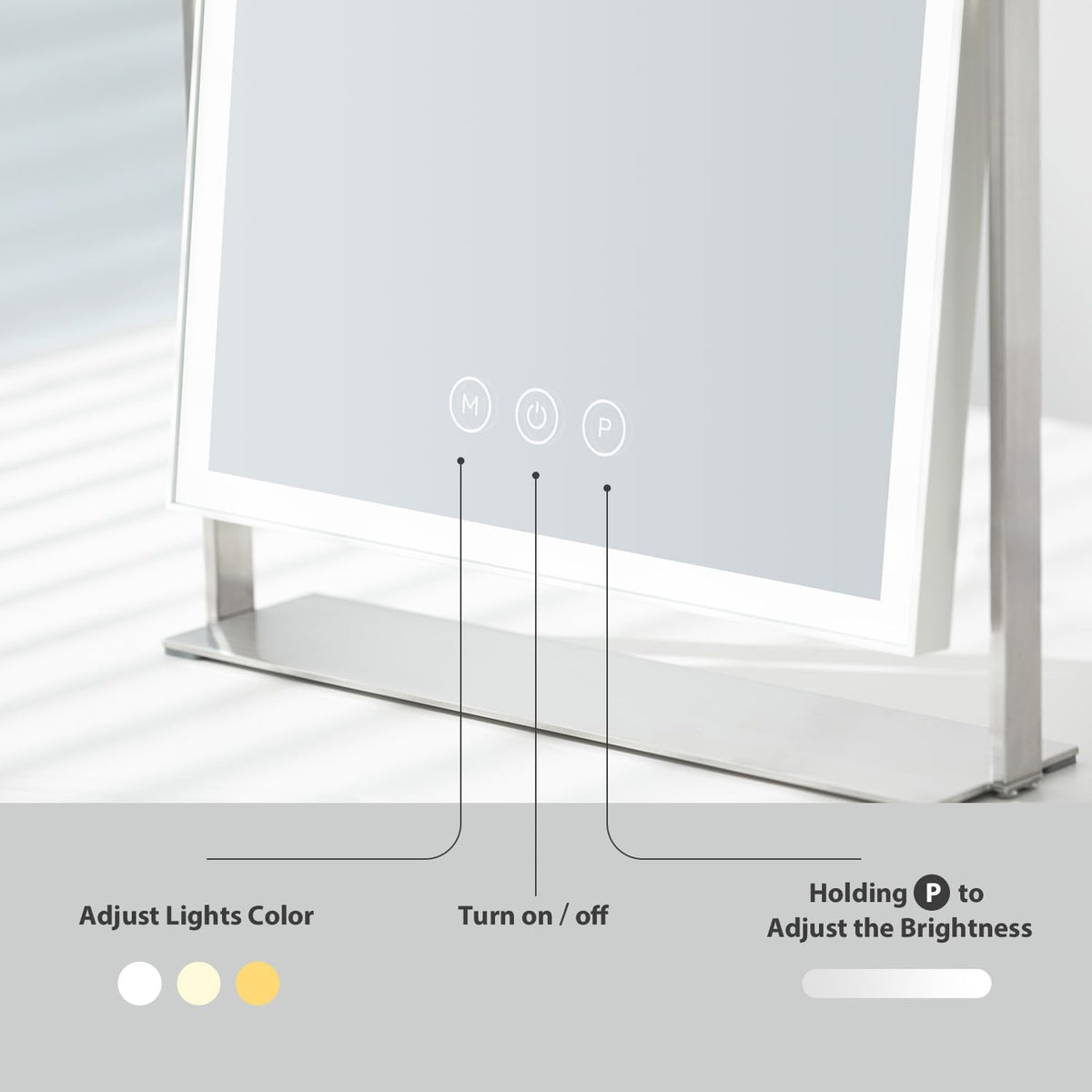 NEZZOE Rechargeable Makeup Mirror with Lights, 4000mAh Battery, 14"x10"