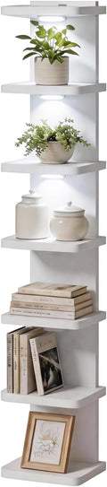 7 Tier Wall Shelf with LED Lights Lack Shelf for Room Collection, White