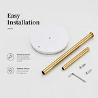 Brushed Gold Paper Towel Holder for Kitchen Countertop, 304 Stainless Steel Roll Dispenser with White Engineered Marble Weighted Base, Freestanding Paper Towel Stand for Standard Rolls