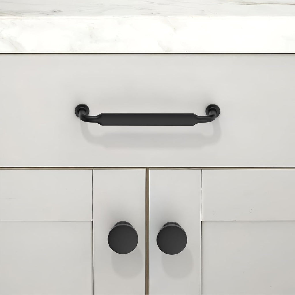2 Pack Matte Black Cabinet Pulls 5 Inch(128mm) Kitchen Cabinet Handles Solid Zinc Alloy Cabinet Hardware Drawer Pulls