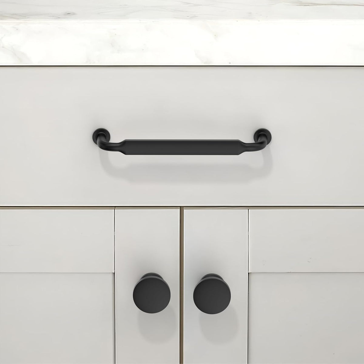 2 Pack Matte Black Cabinet Pulls 5 Inch(128mm) Kitchen Cabinet Handles Solid Zinc Alloy Cabinet Hardware Drawer Pulls
