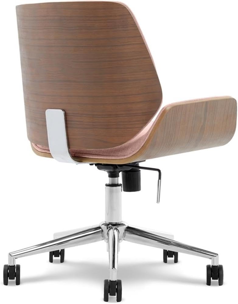 Elle Decor Ophelia Low-Back Task Modern Bentwood Home Office Armless Desk Chairs in Chrome Finish, French Pink 22.75D x 22W x 44H in