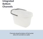 Casabella Cleaning Bucket Rectangular for Mopping or Storage with Handle and Built-In Pour Spouts, 4-Gallon, Clear