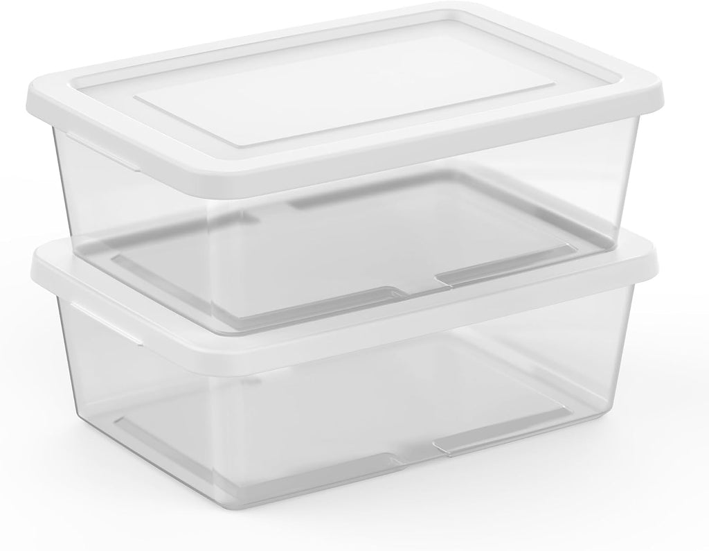 Sterilite Storage Box Stackable Tote, White, 12 Quart, 12 Pack