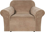 H.VERSAILTEX Stretch Velvet Armchair Cover Couch Covers 1 Cushion Chair by HVERSAILTEX