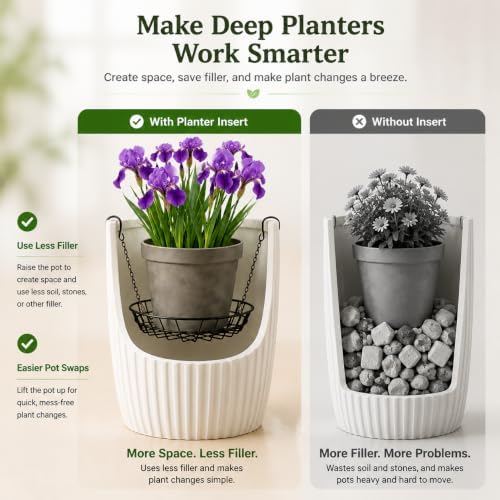 2 Pcs Plant Riser for Inside Pots, Planter Insert for Large Pot