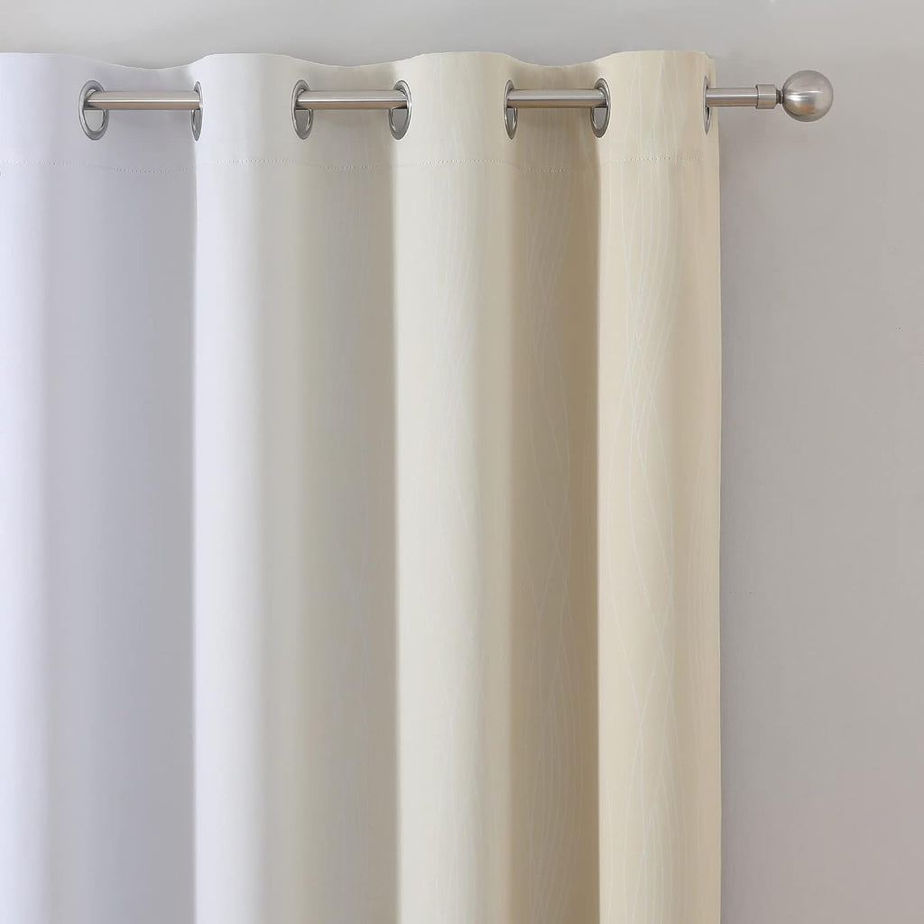 Beige and Greyish White Ombre Blackout Curtains Living Room 84 Inches Long