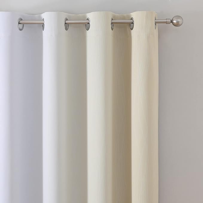 Estelar Textiler Ombre Greyish White and Beige Blackout Curtains & Drapes 96 - Image 4