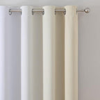 Estelar Textiler Beige and Grayish White Blackout Curtains & Drapes - Image 4