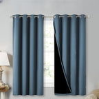 NICETOWN 100% Blackout Curtains 45" Long, Smoky Blue, 1 Pair, 2 Thick Layers by NICETOWN
