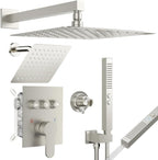 Shower Faucet Set Shower System Brushed Nickel, Push Button Diverter
