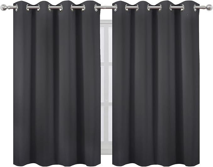 LEMOMO Dark Grey Thermal Blackout Curtains/52 x 45 Inch/Set of 2 Panels Room - Image 2