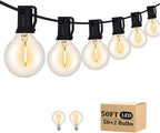 100FT Outdoor String Lights with 102 Shatterproof G40 LED Clear Globe Bulbs for Indoor/Outdoor, 2-Pack 50FT Connectable Hanging Lights for Party Decor
