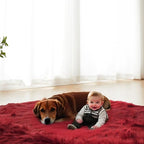 AMTOVO Faux Fur Sheepskin Rug for Living Room, 4 x 6 ft Burgundy Fluffy Area - Image 8