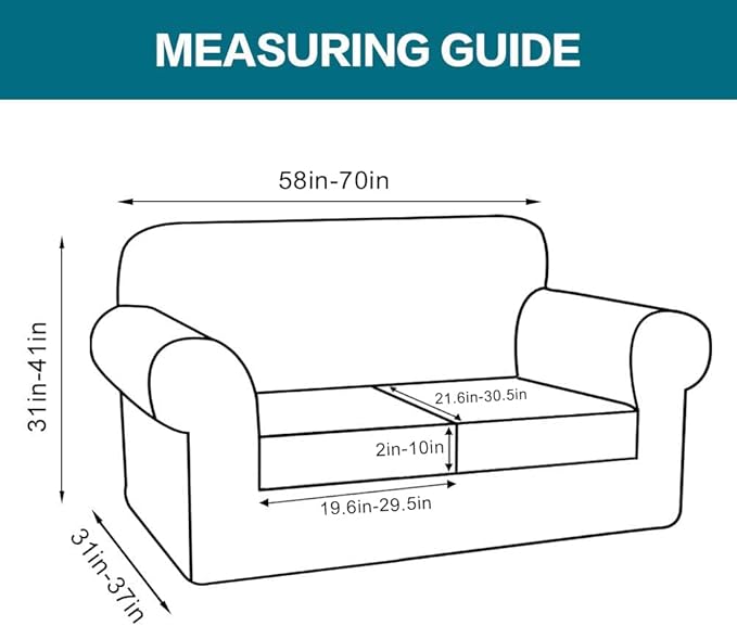 Turquoize 3 Piece Sofa Covers for 2 Cushion Couch Sofa Slipcover Soft Cover for - Image 2