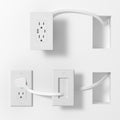 in Wall Cable Management Kit,Recessed Outlet Box for Wall Mount TV,Recessed Power Box with AC/USB-C/USB-A Ports & 9.8ft Extender for Unreachable Outlets,Hide TV Cords & Cables
