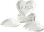 6.3 Inch Ceramic Pink Dessert Plates, Heart Shaped Appetizer Plate Set, 10P