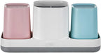 Toothbrush Holder for Bathroom, Kids Toothbrush Holder with Cups, Electric Toothbrush Holder for Bathroom Decor, Kids Bathroom Accessories Set with Toothpaste Holder, Pink & Blue