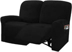 ULTICOR Reclining Love Seat Slipcover, 6-Piece Velvet Stretch Loveseat by ULTICOR