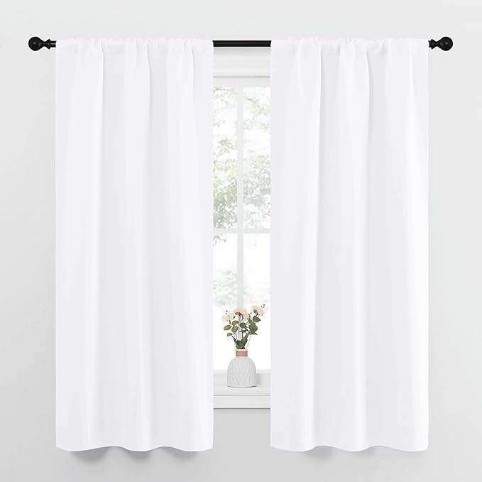 NICETOWN White Curtains for Bedroom, Short Curtains & Draperies for Small Window by NICETOWN