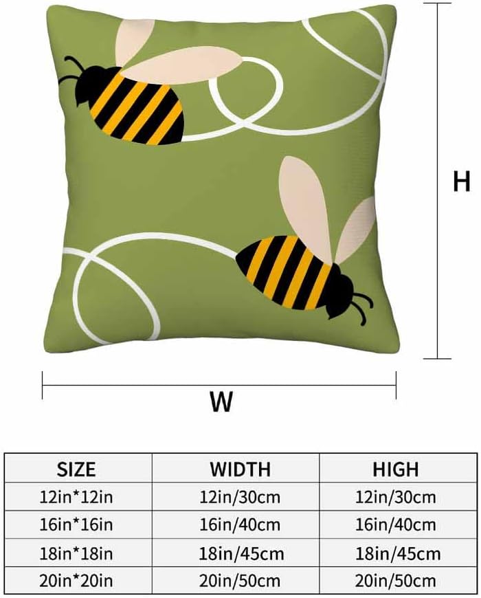 Cute Flying Bees Throw Pillow Covers 18x18 Set of 2,Black Yellow Striped Bees Summer Decorative Pillow Covers for Sofa Couch Living Room Soft Home Decor,Outdoor Patio Car Seat Cushion Cases