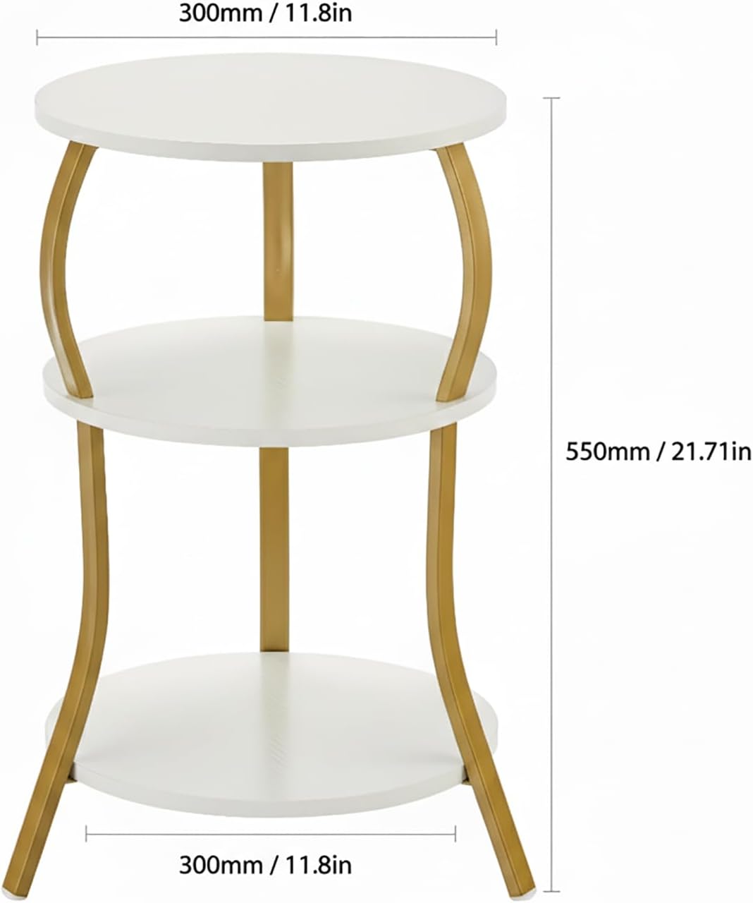 Vintage Small Round Side Table,3-Tier Slim Waist End Table for Small Spaces