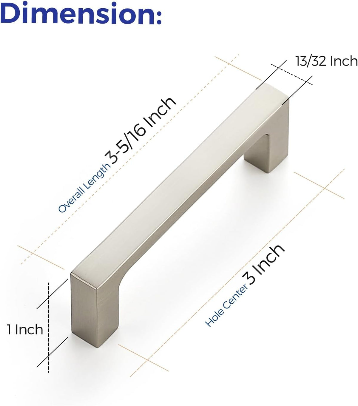 Ravinte Brushed Nickel Kitchen Cabinet Solid Handles,3 Inch,5 Pack