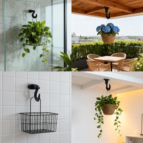 2 Pack Cast Iron Ceiling Hook Industrial Multi-Function Wall Hook Chandelier Hooks Plant Pot Hanger Mounting Hardware Included