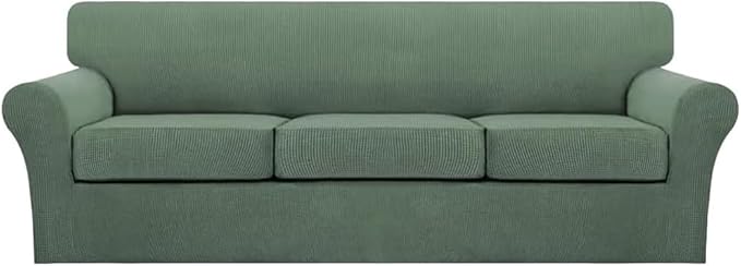 Turquoize 4 Piece Sofa Covers for 3 Cushion Couch Sofa Slipcover Soft Couch by Turquoize