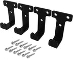 4 PCS black heavy duty metal flat j hooks for hanging 260 lbs,wall mount hooks,plant hanger large steel utility masonry industrial hook for Hanging Garage Storage Home Office Gym Sports Equipment(L)
