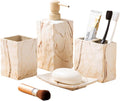 RQYIXI Ceramic Bathroom Accessories Set,Brown,4 Piece,Marble Design