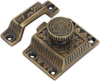 Cabinet Latch, Solid Brass, Antique Finish, Windsor Knob