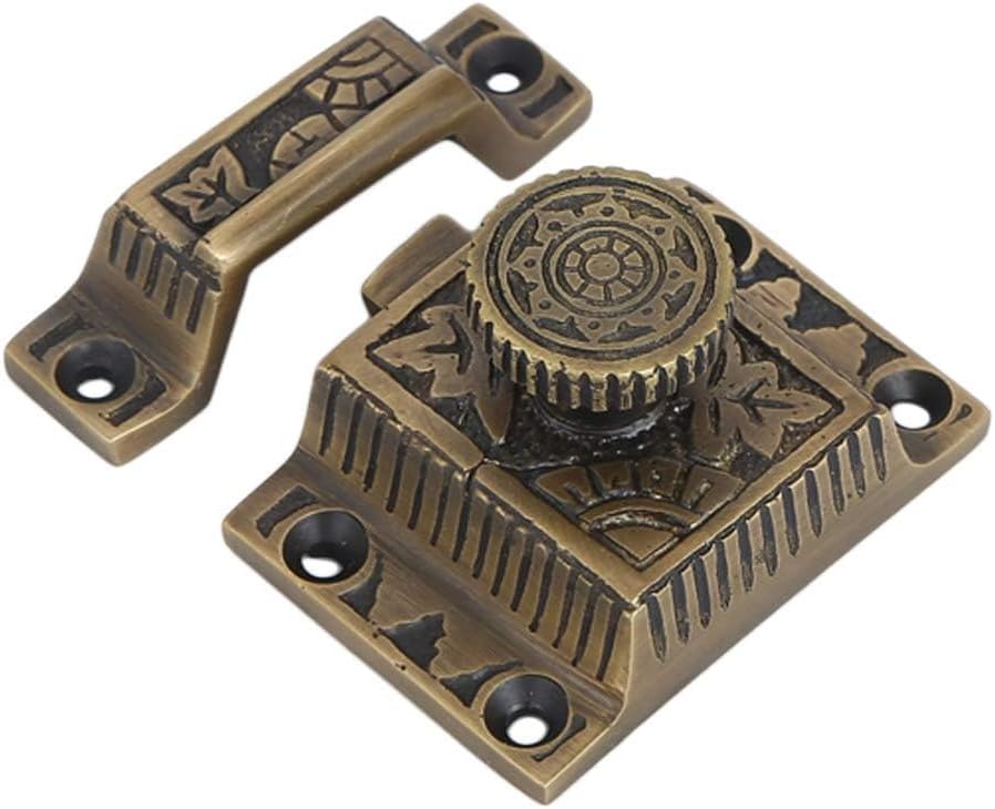 Cabinet Latch, Solid Brass, Antique Finish, Windsor Knob