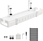 Under Desk Cable Management Tray, Expandable Length 25.2"-38.6",No Drill No Damage to Desk,Cable Tray with Clamp for with Wire Management,for Cord Organizer for Home Office Standing Desk, White