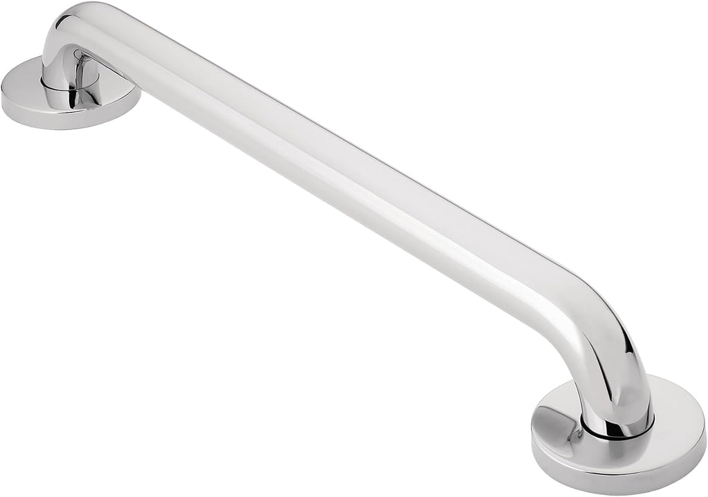 Moen Bathroom Safety 12-Inch Peened Textured Grip Stainless Steel Bathroom Grab Bar with Concealed Screws, Shower Handles for Elderly, R8712P