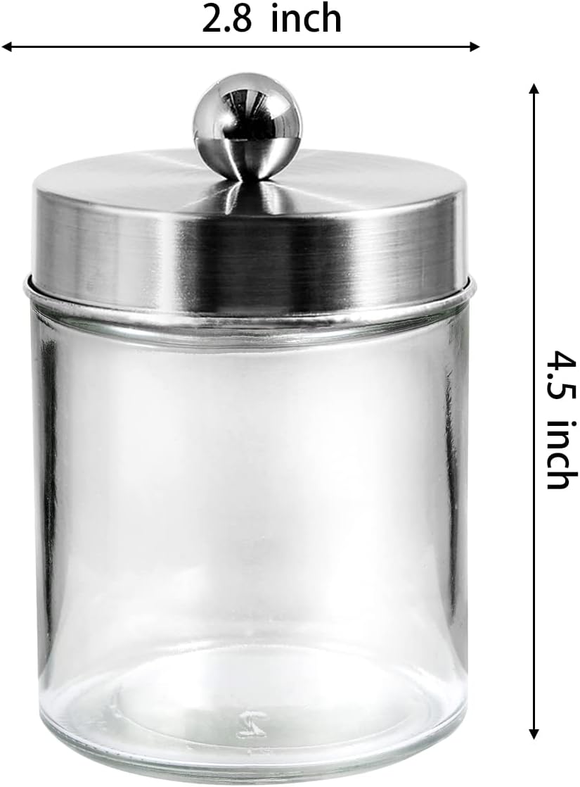 3PC Apothecary Jar Canisters Bathroom Vanity Organizer (Brushed Nickel)