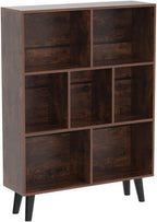 LEYAOYAO Cube Bookshelf, Mid-Century Modern Book Shelf with Legs, Brown