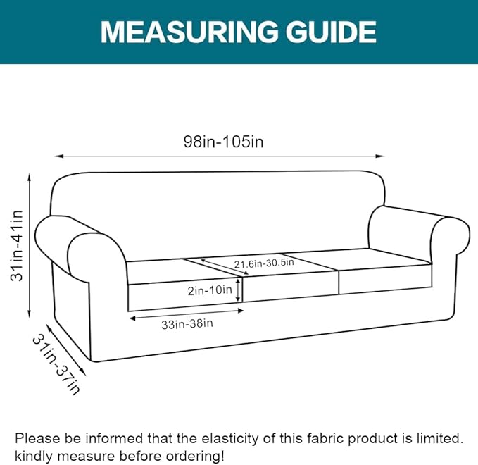 Turquoize 4 Piece Sofa Covers for 3 Cushion Couch Sofa Slipcover - Image 2