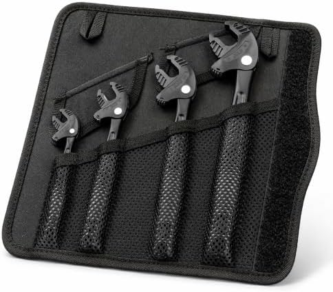 Adjustable Wrenches, 4PCS Self Locking Spanner Set, Ratcheting Jaw Wrench Set with Non Slip Handle, Ideal for Pipe Repair, Auto Maintenance & Home Use