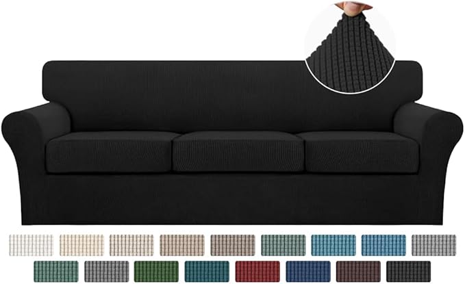 Turquoize 4 Piece Sofa Covers for 3 Cushion Couch Sofa Slipcover Soft Couch by Turquoize