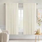 MIULEE Cream Back Tab Blackout Curtains 63 Inch Length 2 Panels Set by MIULEE